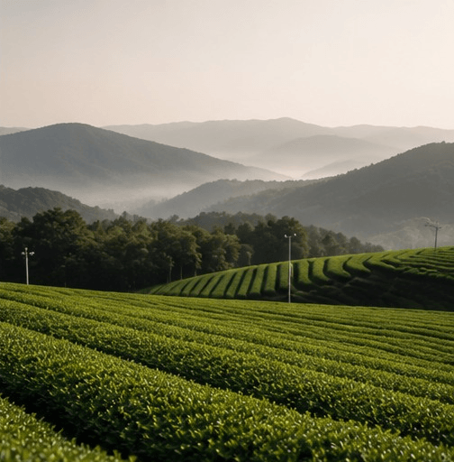 Japanese tea fields where our ceremonial matcha is grown